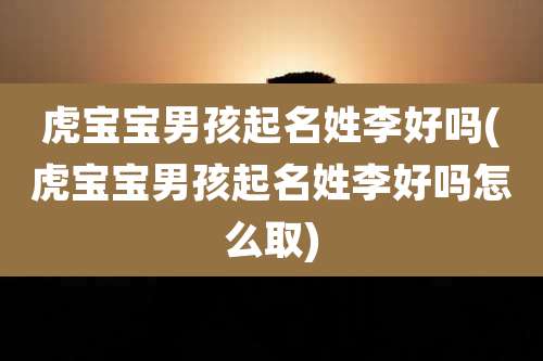 虎宝宝男孩起名姓李好吗(虎宝宝男孩起名姓李好吗怎么取)