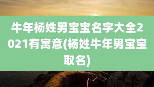 牛年杨姓男宝宝名字大全2021有寓意(杨姓牛年男宝宝取名)