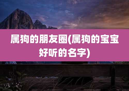 属狗的朋友圈(属狗的宝宝好听的名字)