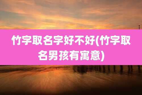 竹字取名字好不好(竹字取名男孩有寓意)