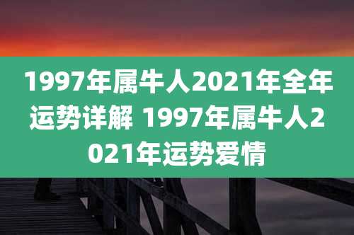 1997年属牛人2021年全年运势详解 1997年属牛人2021年运势爱情