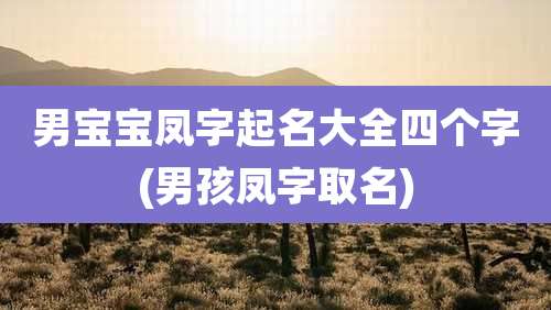 男宝宝凤字起名大全四个字(男孩凤字取名)