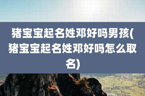猪宝宝起名姓邓好吗男孩(猪宝宝起名姓邓好吗怎么取名)