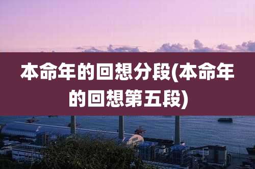 本命年的回想分段(本命年的回想第五段)