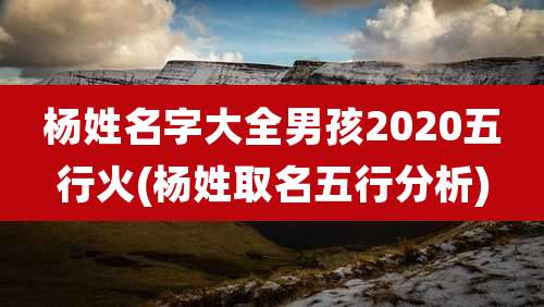 杨姓名字大全男孩2020五行火(杨姓取名五行分析)