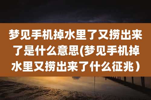 梦见手机掉水里了又捞出来了是什么意思(梦见手机掉水里又捞出来了什么征兆)