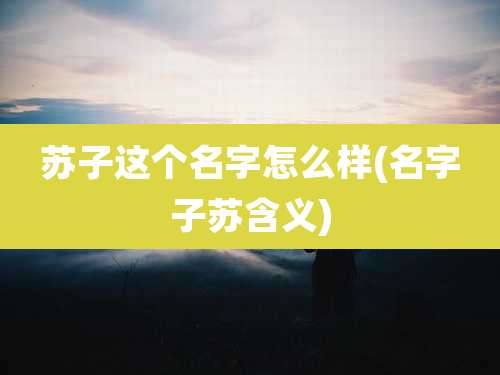 苏子这个名字怎么样(名字子苏含义)