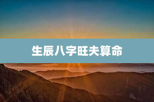 生辰八字旺夫算命