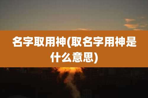 名字取用神(取名字用神是什么意思)