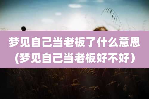 梦见自己当老板了什么意思(梦见自己当老板好不好)