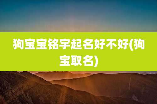 狗宝宝铭字起名好不好(狗宝取名)