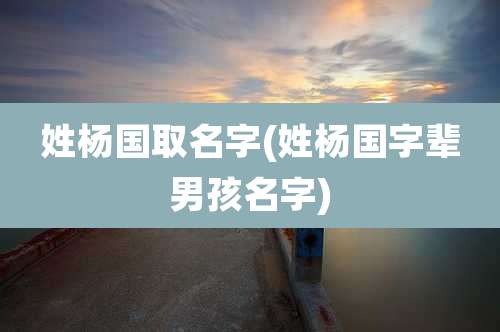姓杨国取名字(姓杨国字辈男孩名字)