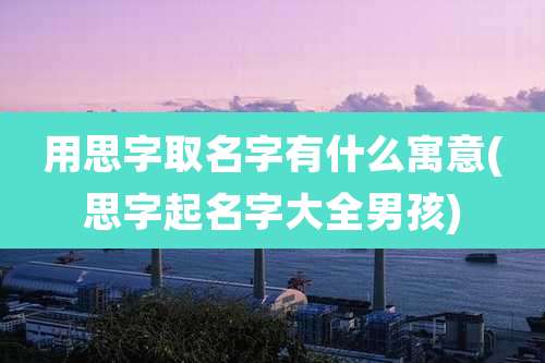 用思字取名字有什么寓意(思字起名字大全男孩)