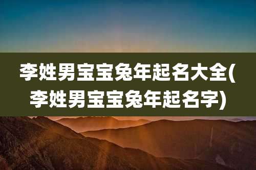 李姓男宝宝兔年起名大全(李姓男宝宝兔年起名字)