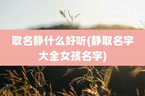 取名静什么好听(静取名字大全女孩名字)
