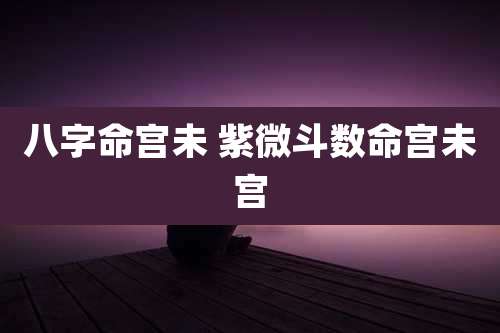 八字命宫未 紫微斗数命宫未宫