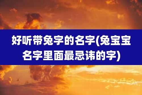 好听带兔字的名字(兔宝宝名字里面最忌讳的字)