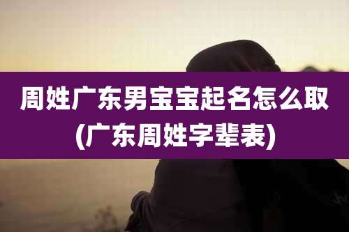 周姓广东男宝宝起名怎么取(广东周姓字辈表)