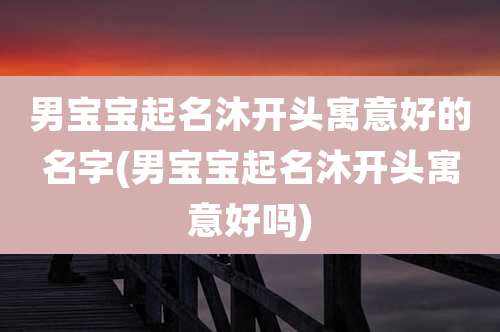男宝宝起名沐开头寓意好的名字(男宝宝起名沐开头寓意好吗)