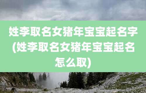 姓李取名女猪年宝宝起名字(姓李取名女猪年宝宝起名怎么取)