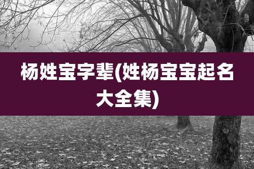 杨姓宝字辈(姓杨宝宝起名大全集)