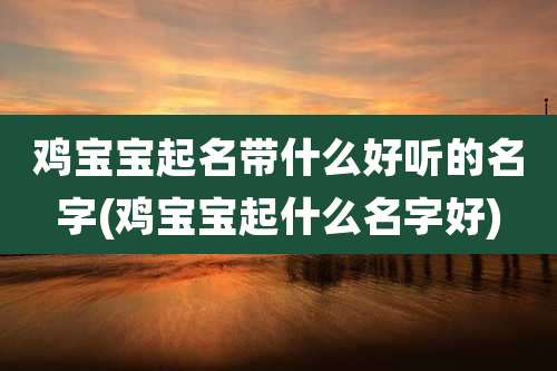 鸡宝宝起名带什么好听的名字(鸡宝宝起什么名字好)