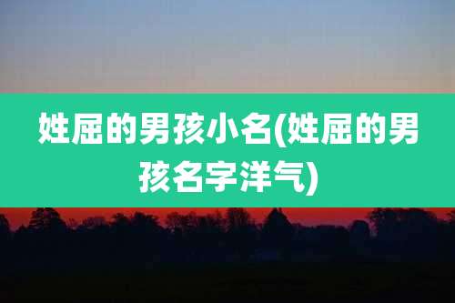 姓屈的男孩小名(姓屈的男孩名字洋气)