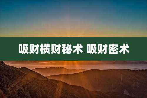 吸财横财秘术 吸财密术