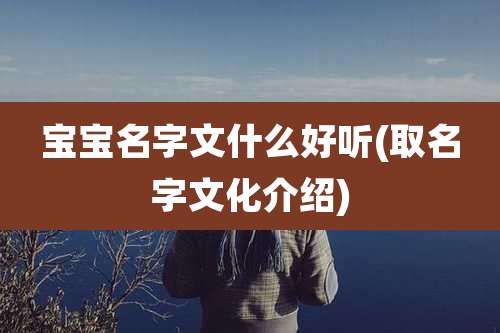 宝宝名字文什么好听(取名字文化介绍)