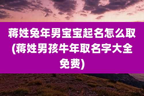 蒋姓兔年男宝宝起名怎么取(蒋姓男孩牛年取名字大全免费)