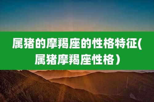 属猪的摩羯座的性格特征(属猪摩羯座性格)