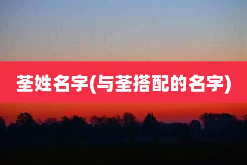 荃姓名字(与荃搭配的名字)