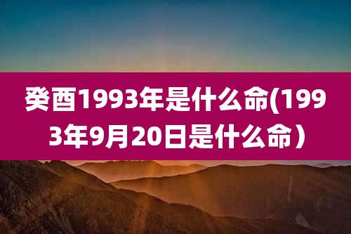 癸酉1993年是什么命(1993年9月20日是什么命)