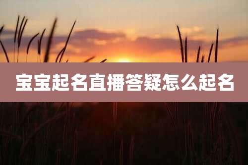 宝宝起名直播答疑怎么起名