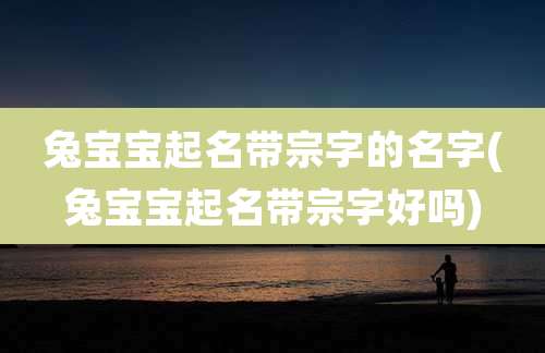 兔宝宝起名带宗字的名字(兔宝宝起名带宗字好吗)