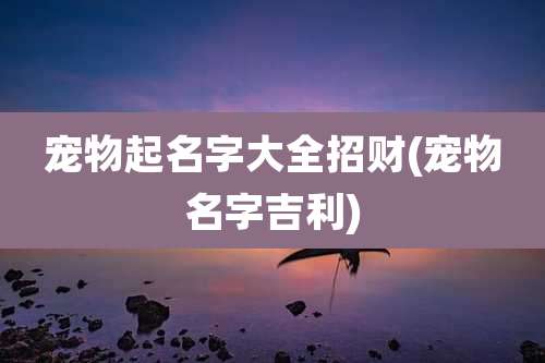 宠物起名字大全招财(宠物名字吉利)