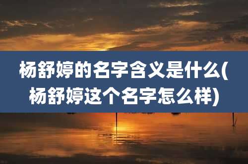 杨舒婷的名字含义是什么(杨舒婷这个名字怎么样)