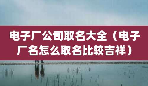电子厂公司取名大全（电子厂名怎么取名比较吉祥）