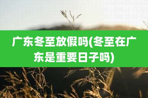 广东冬至放假吗(冬至在广东是重要日子吗)