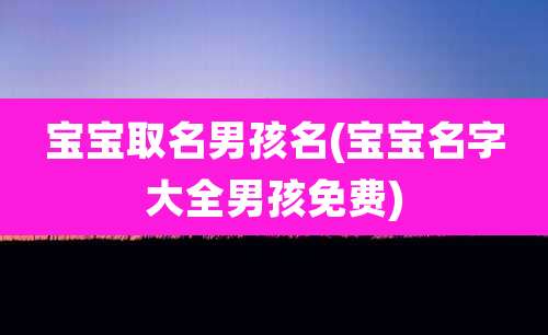 宝宝取名男孩名(宝宝名字大全男孩免费)