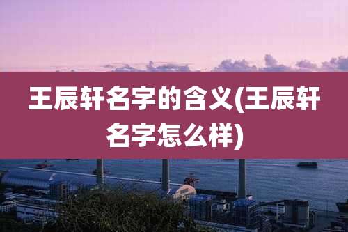 王辰轩名字的含义(王辰轩名字怎么样)