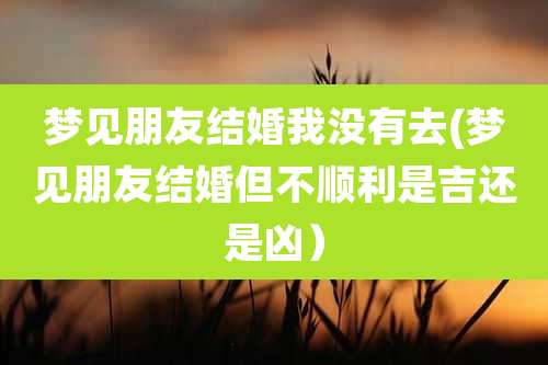 梦见朋友结婚我没有去(梦见朋友结婚但不顺利是吉还是凶)