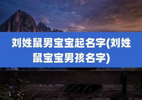 刘姓鼠男宝宝起名字(刘姓鼠宝宝男孩名字)