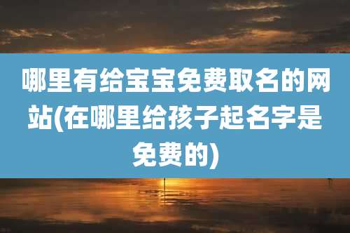 哪里有给宝宝免费取名的网站(在哪里给孩子起名字是免费的)