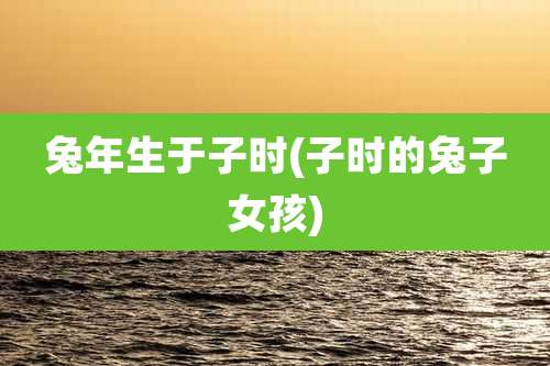 兔年生于子时(子时的兔子女孩)