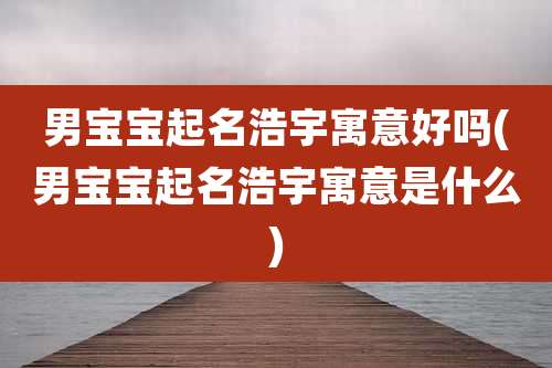 男宝宝起名浩宇寓意好吗(男宝宝起名浩宇寓意是什么)