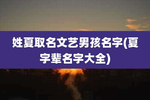 姓夏取名文艺男孩名字(夏字辈名字大全)