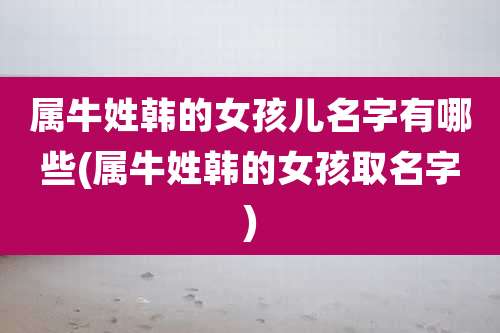 属牛姓韩的女孩儿名字有哪些(属牛姓韩的女孩取名字)