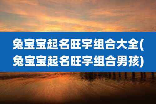 兔宝宝起名旺字组合大全(兔宝宝起名旺字组合男孩)