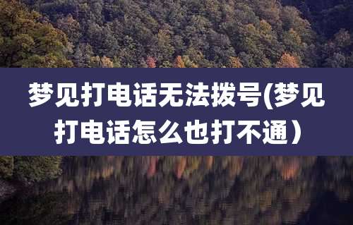 梦见打电话无法拨号(梦见打电话怎么也打不通)